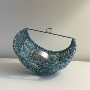 Blue Beaded Candle Wall Sconce